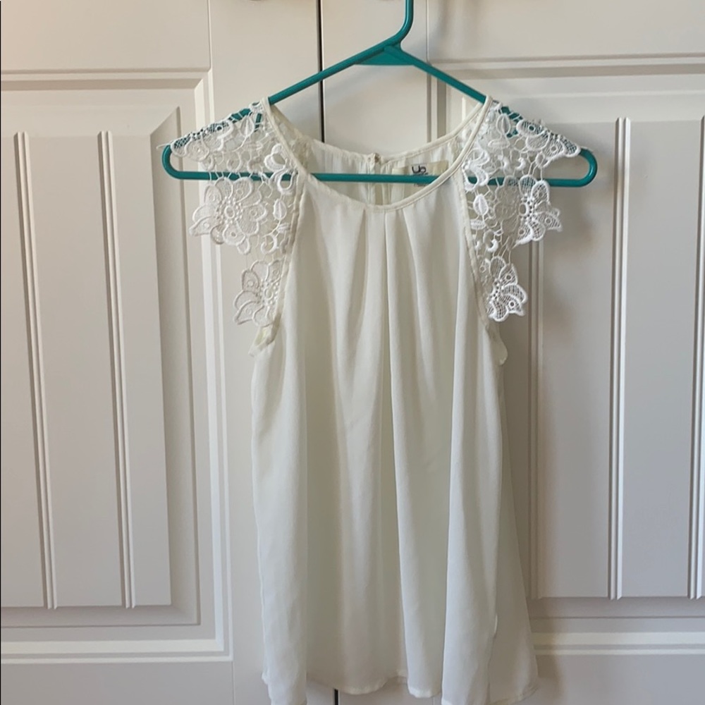 Ivory lace accent top